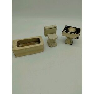 Strombecker Dollhouse Furniture Bathroom Toilet Bathtub And Sink Wood